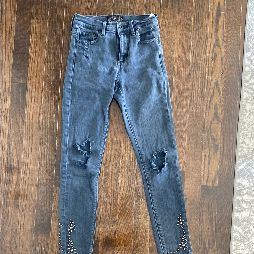 Women's Distressed Blue Jeans